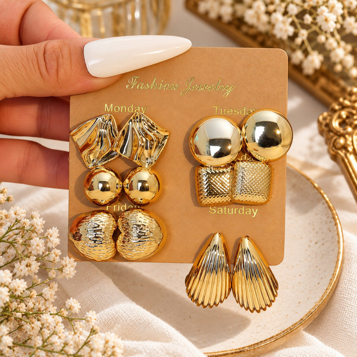 Golden Glow Edit Earrings JLT14006 (Pack of 6 Pairs)
