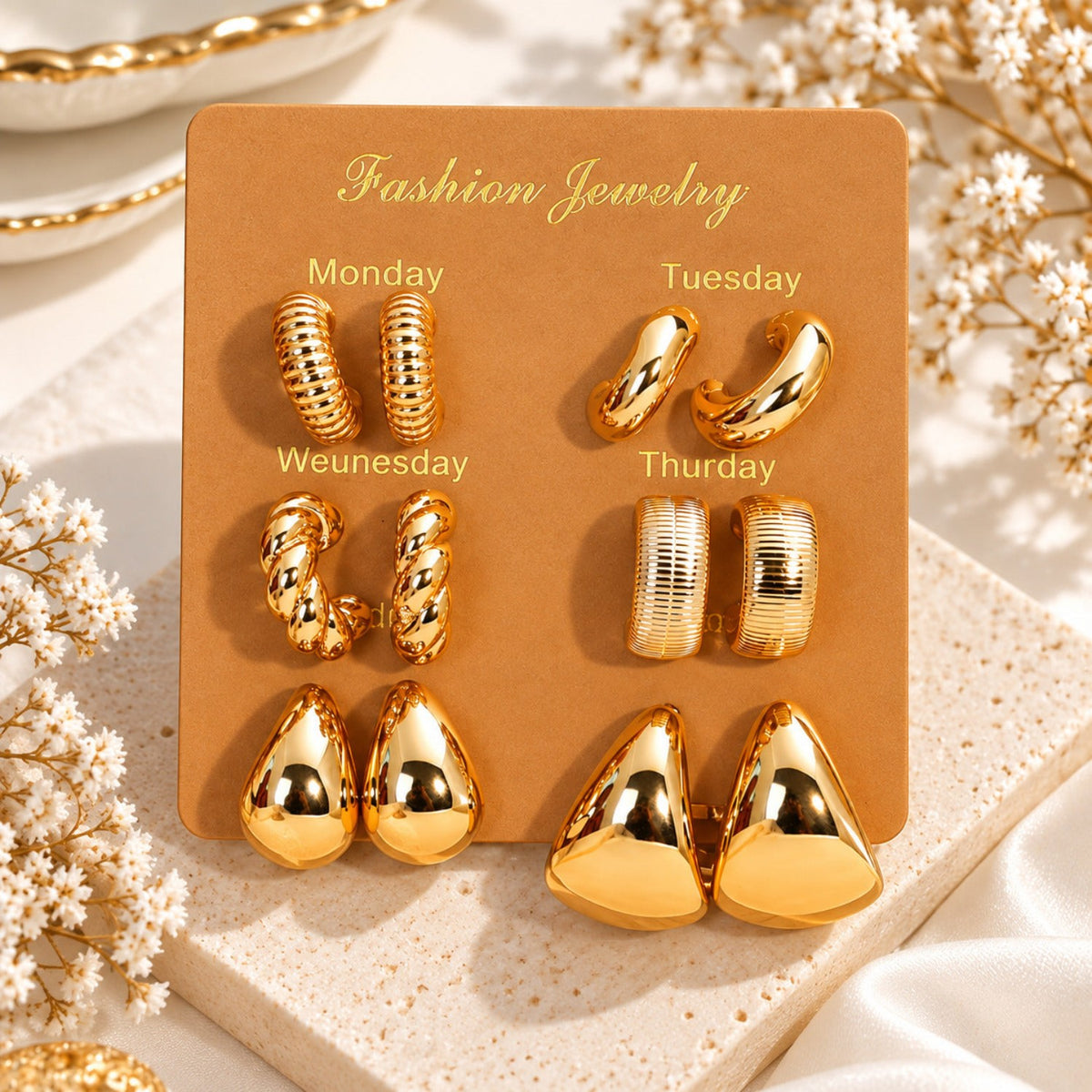 Golden Muse Collection Earrings JLT14007 (Pack of 6 Pairs)