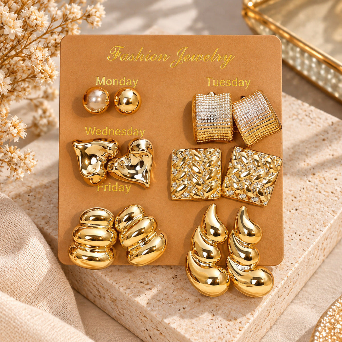 Golden Chic Essentials Earrings JLT14008 (Pack of 6 Pairs)