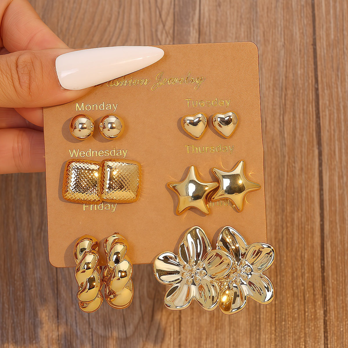 Golden Charm Stories Earrings JLT14011 (Pack of 6 Pairs)