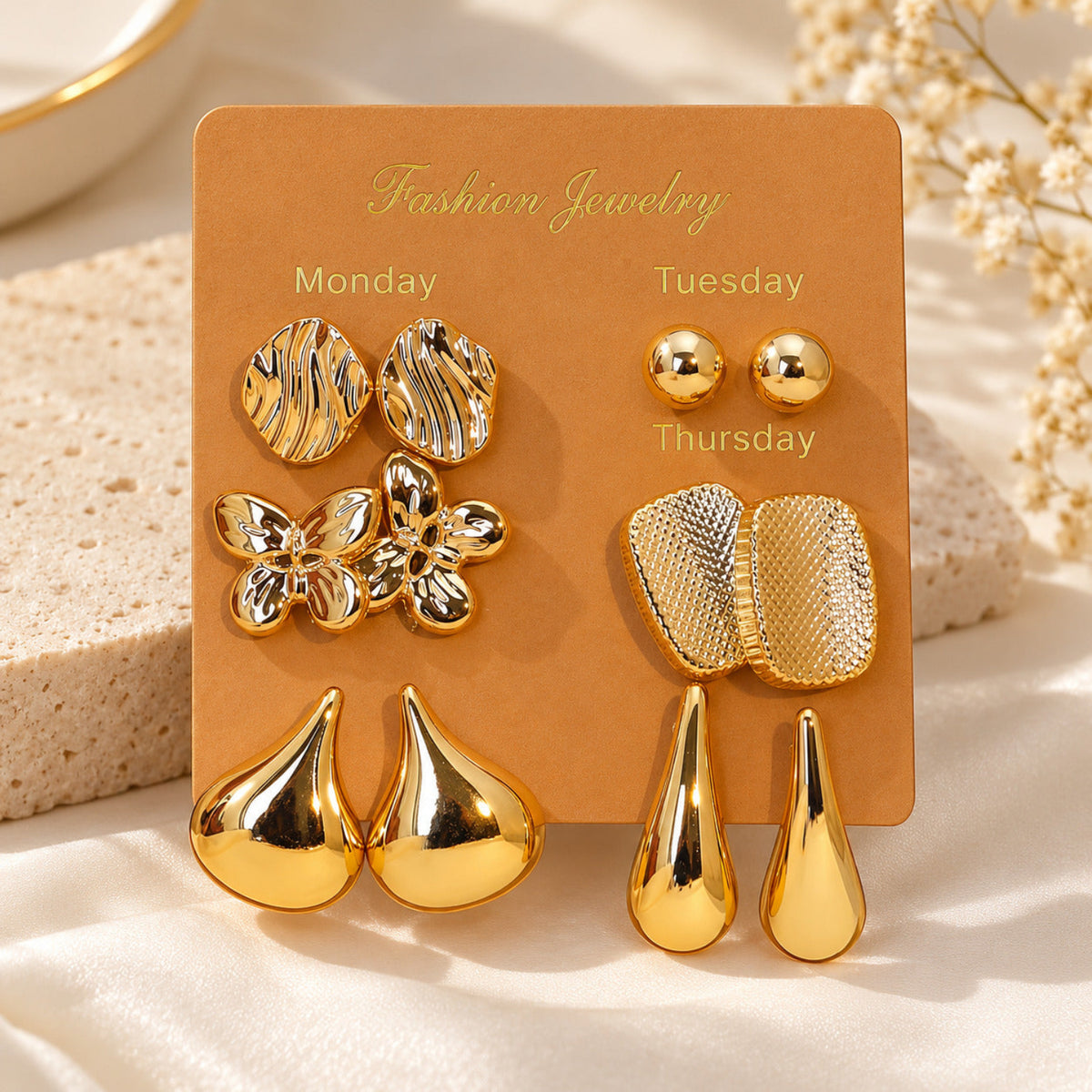 Golden Daze Collection Earrings JLT14012 (Pack of 6 Pairs)
