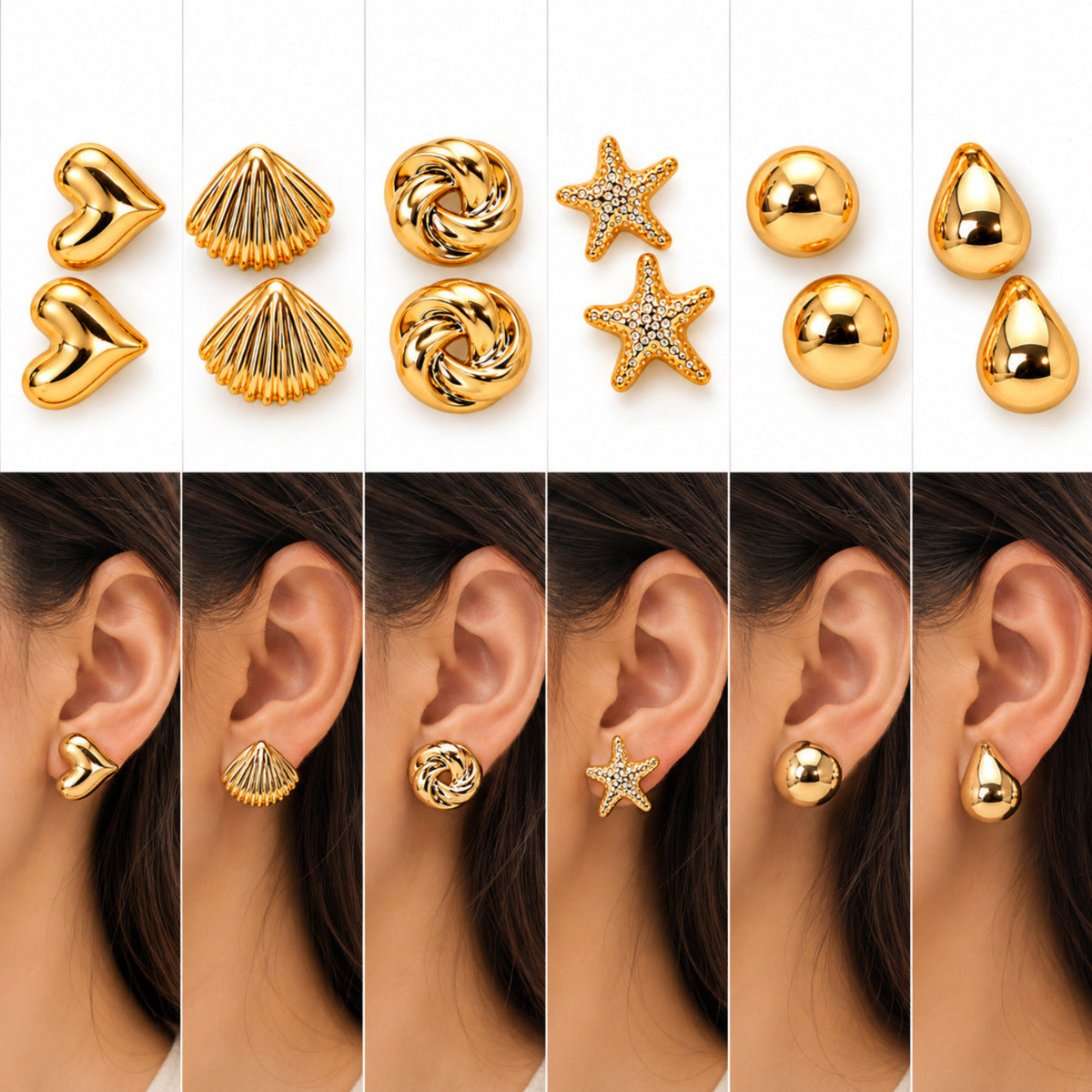 Golden Glam Edit Earrings JLT14013 (Pack of 6 Pairs)