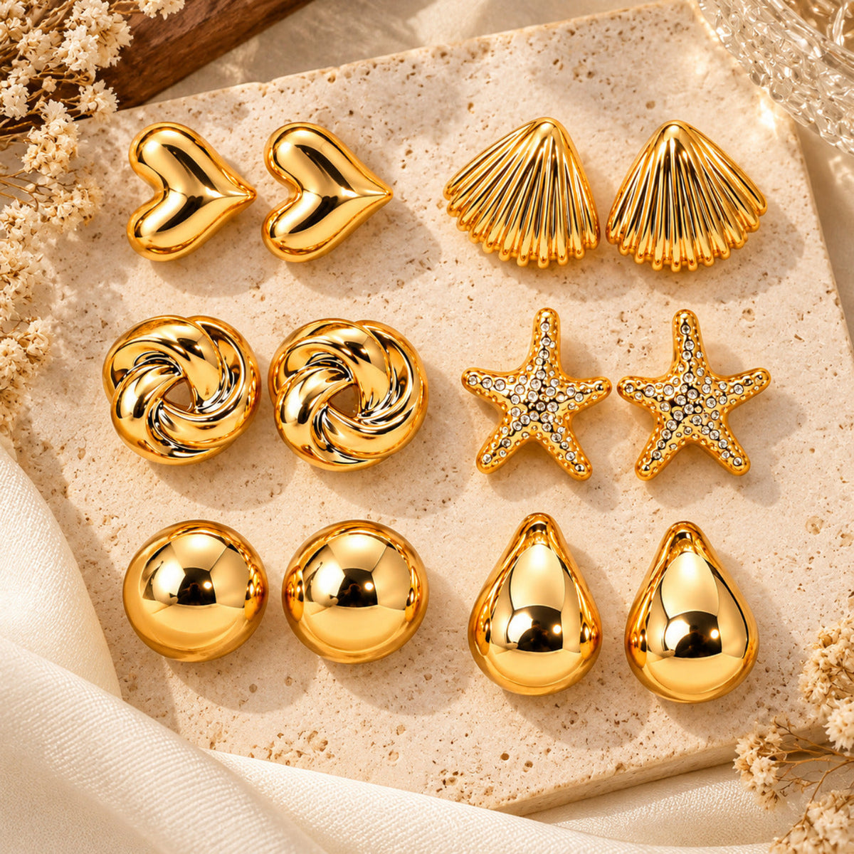 Golden Glam Edit Earrings JLT14013 (Pack of 6 Pairs)