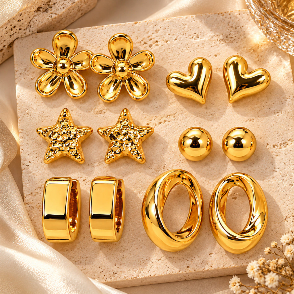 Golden Dream Drops Earrings JLT14014 (Pack of 6 Pairs)
