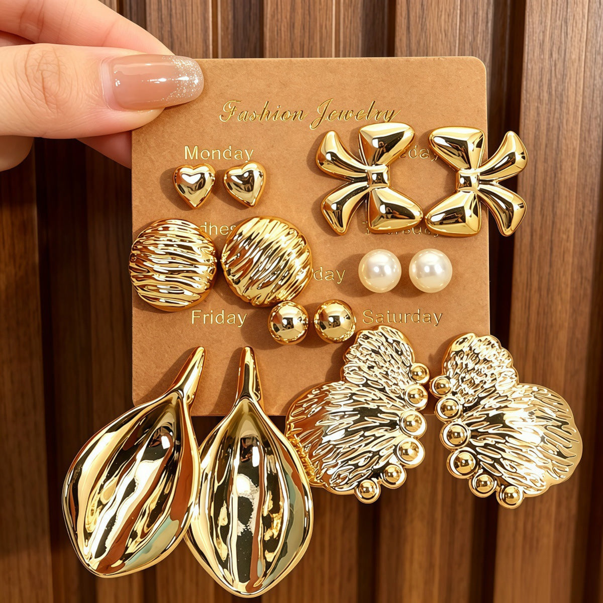 Golden Icon Collection Earrings JLT14015 (Pack of 7 Pairs)