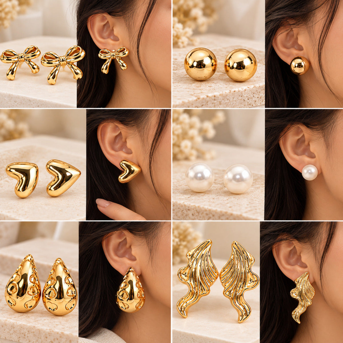 Golden Radiance Edit – Gold Earrings JLT14016 (Pack of 6 Pairs)