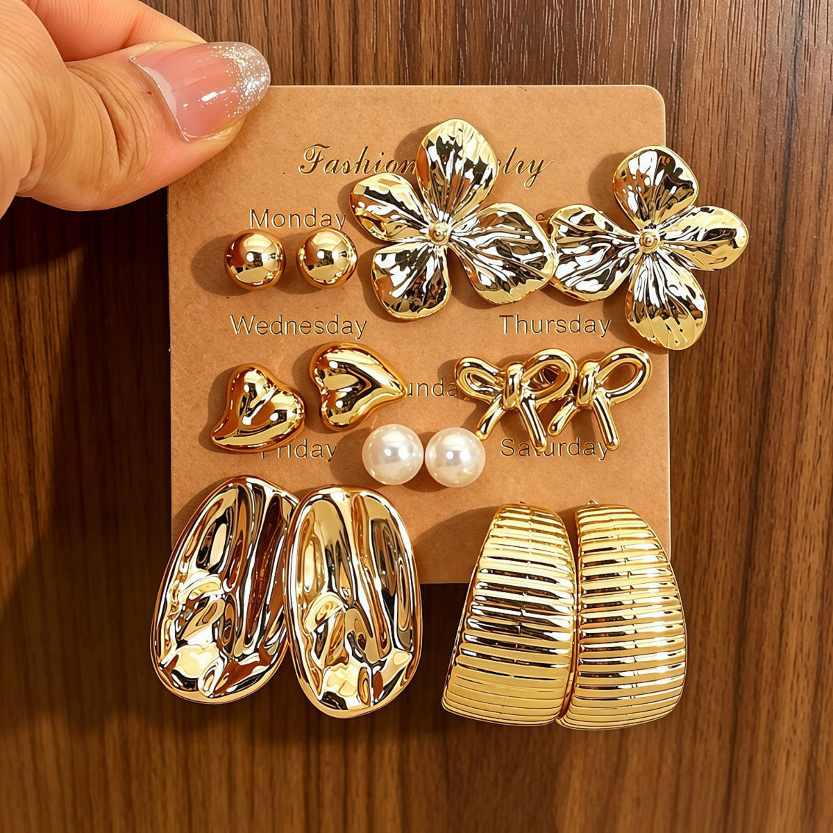 Golden Crush Collection Earrings JLT14017 (Pack of 7 Pairs)