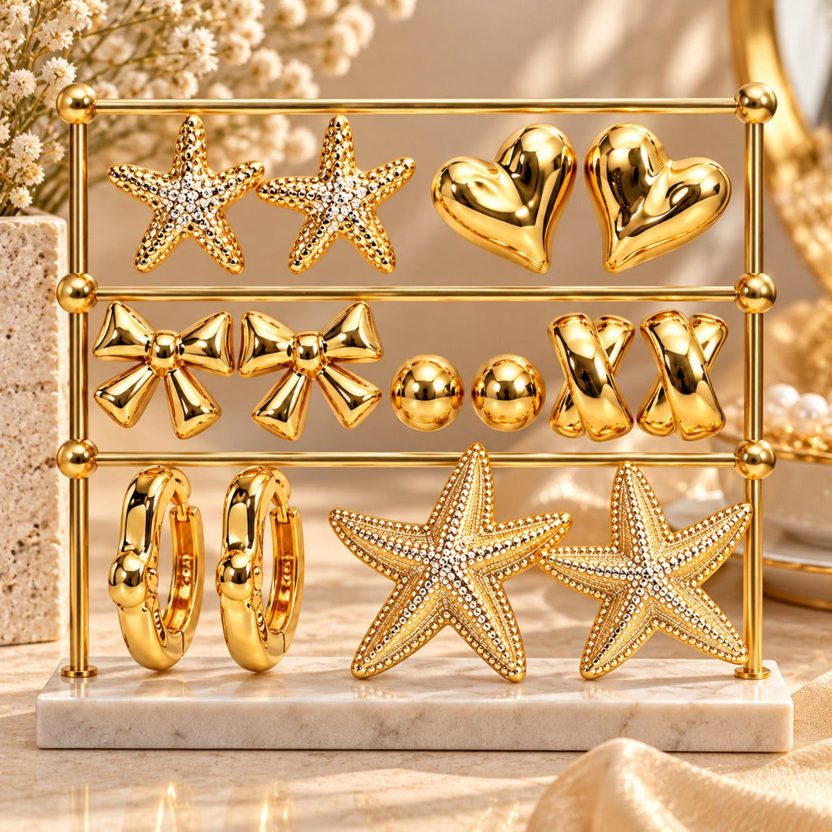 Golden Vogue Edit Earrings JLT14019 (Pack of 7 Pairs)