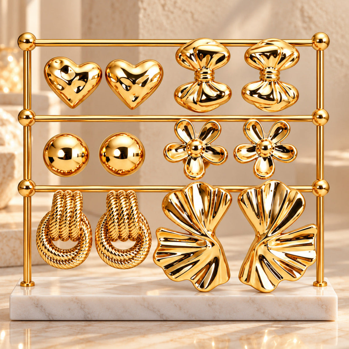 Golden Spark Collection Earrings JLT14020 (Pack of 6 Pairs)