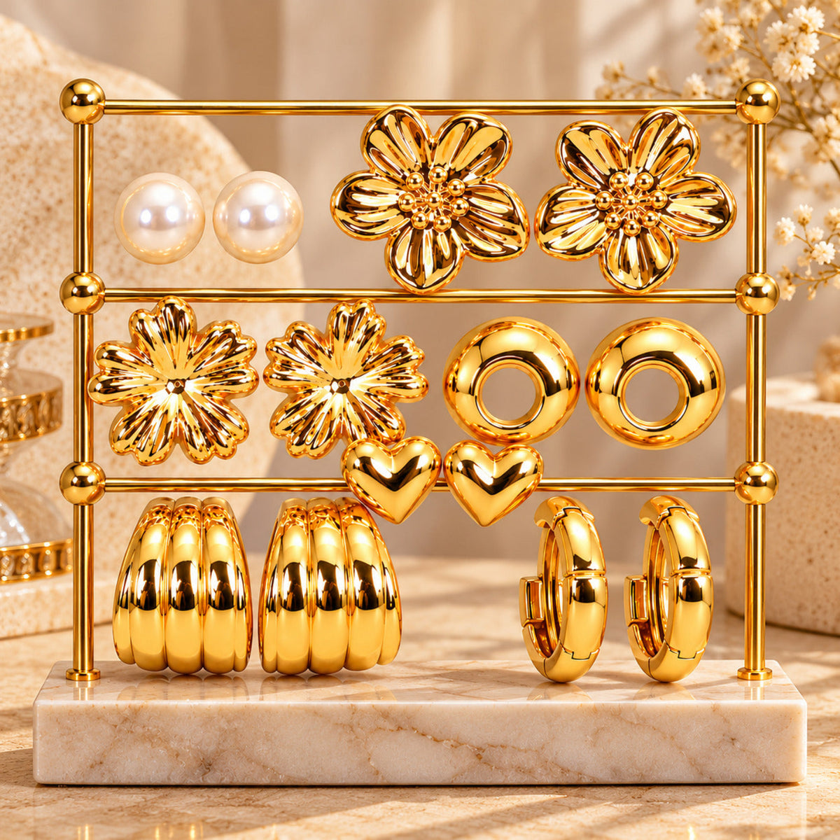 Golden It-Girl Edit Earrings JLT14021 (Pack of 7 Pairs)