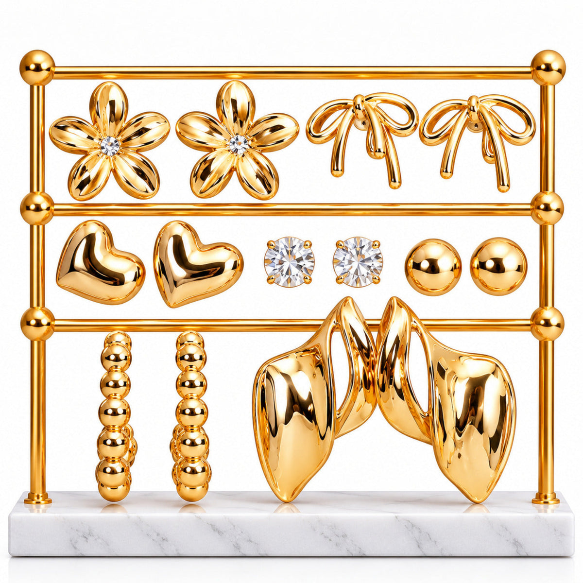 Golden Elegance Set Earrings JLT14022 (Pack of 7 Pairs)