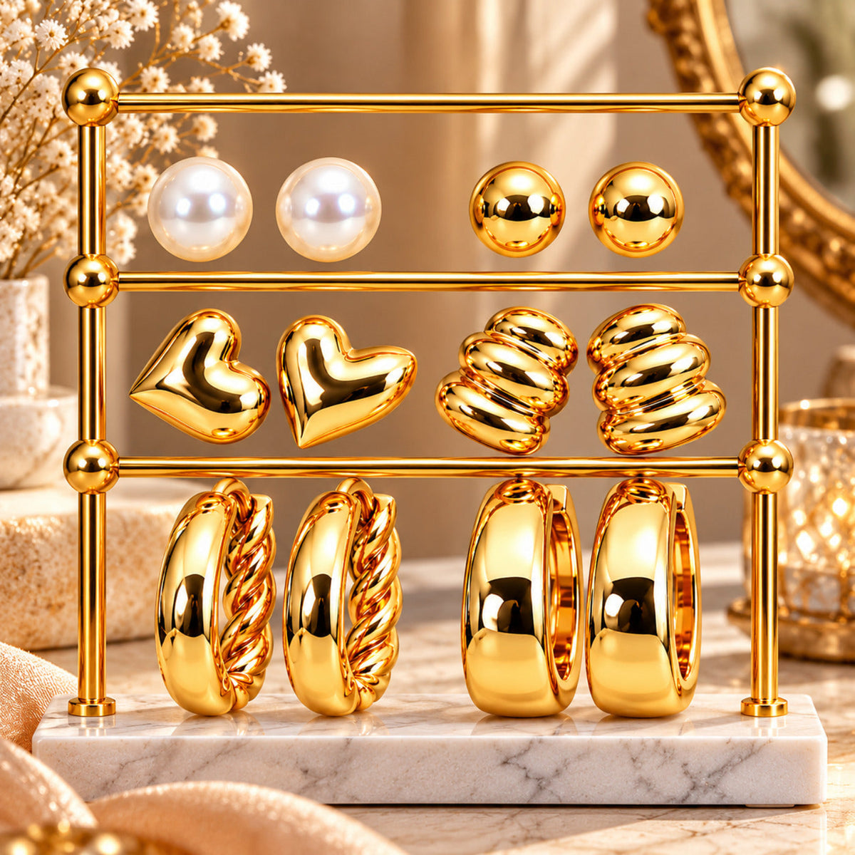 Golden Trend Edit Earrings JLT14023 (Pack of 6 Pairs)