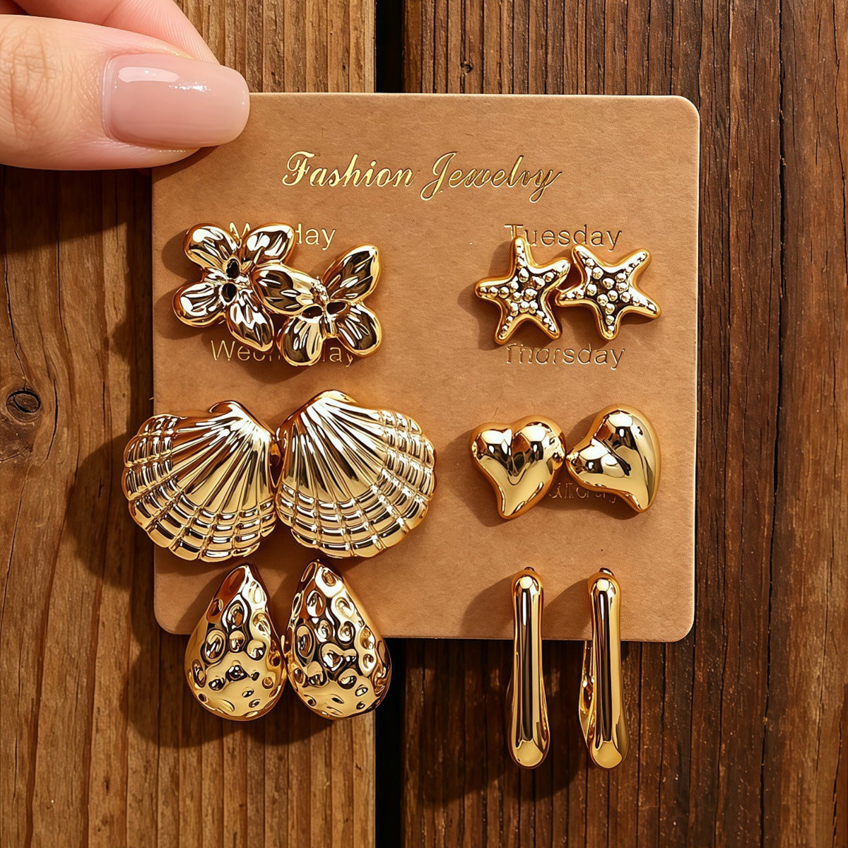 Golden Shine Stories Earrings JLT14024 (Pack of 6 Pairs)