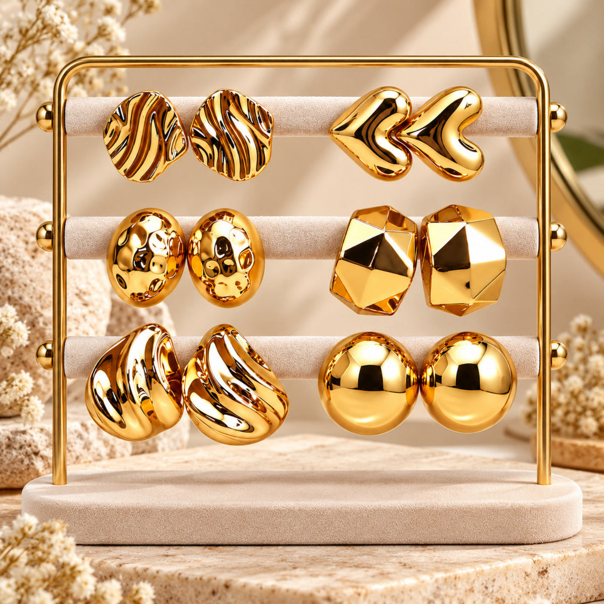Golden Belle Collection Earrings JLT14026 (Pack of 6 Pairs)
