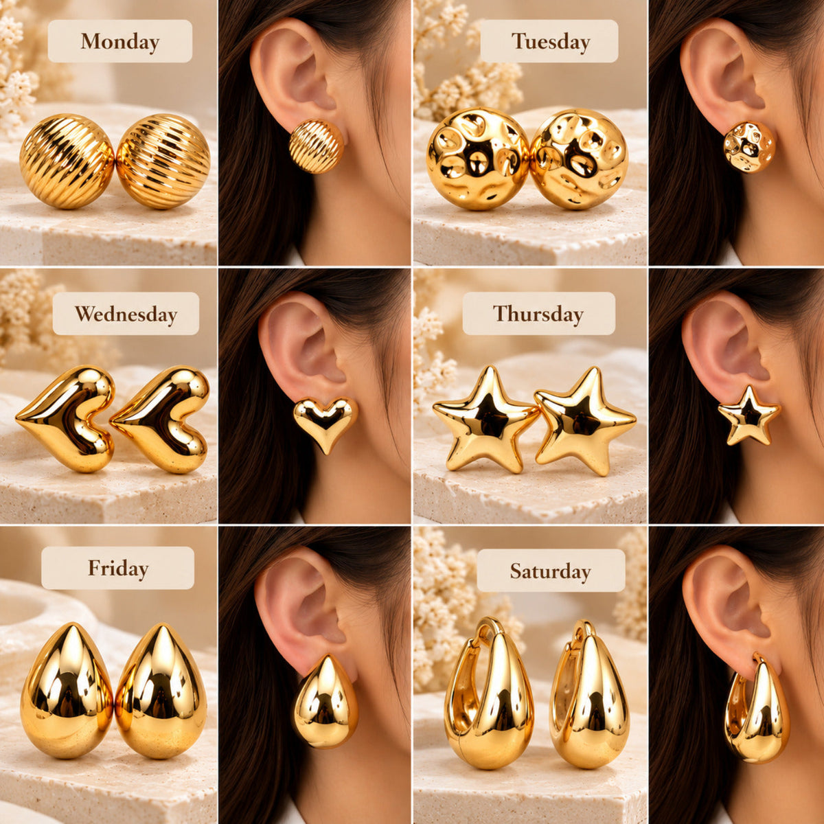 Golden Fashion Favourites Earrings JLT14028 (Pack of 6 Pairs)