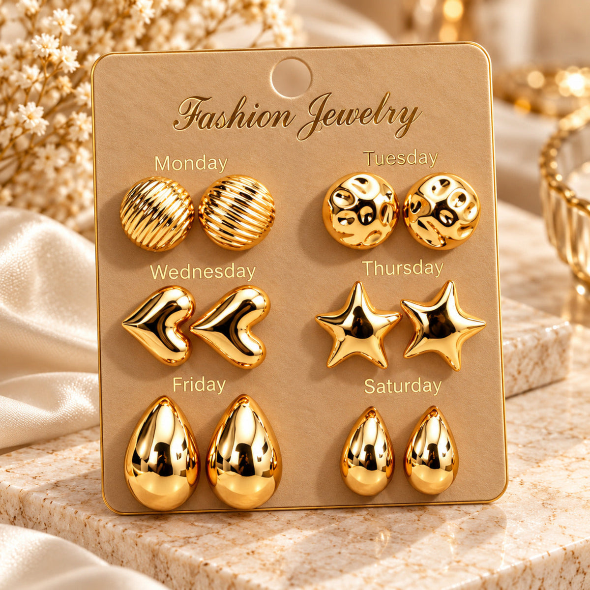 Golden Fashion Favourites Earrings JLT14028 (Pack of 6 Pairs)
