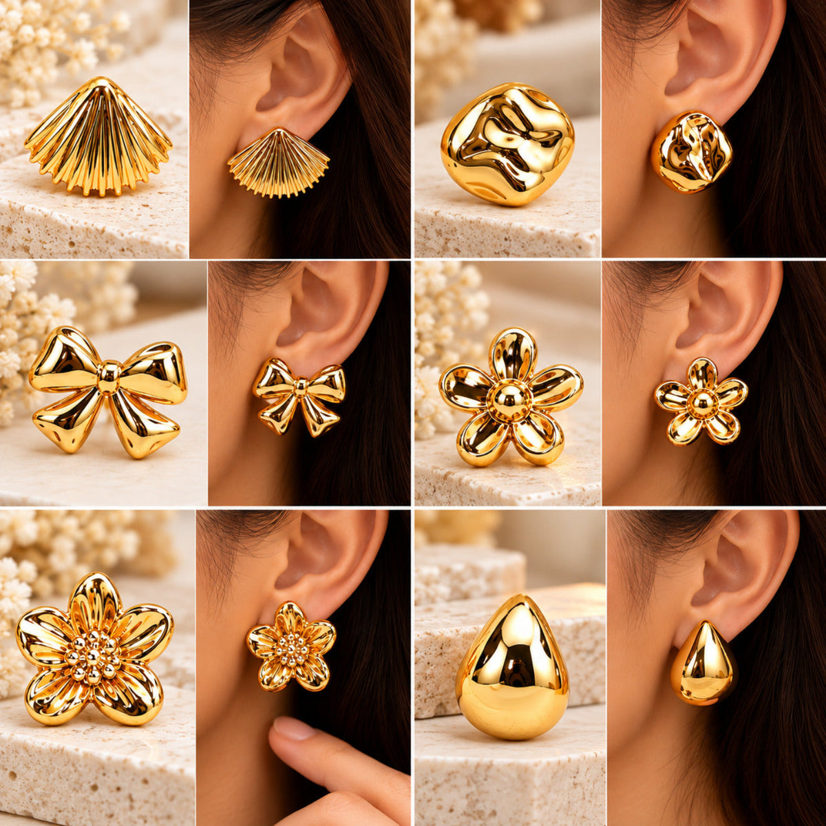 Golden Mood Collection Earrings JLT14029 (Pack of 6 Pairs)