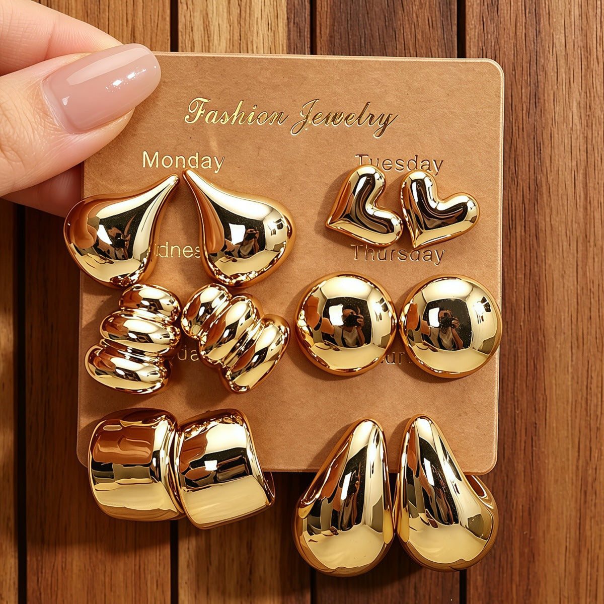 Golden Signature Edit Earrings JLT14031 (Pack of 6 Pairs)