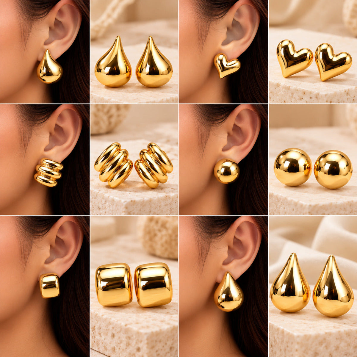 Golden Signature Edit Earrings JLT14031 (Pack of 6 Pairs)