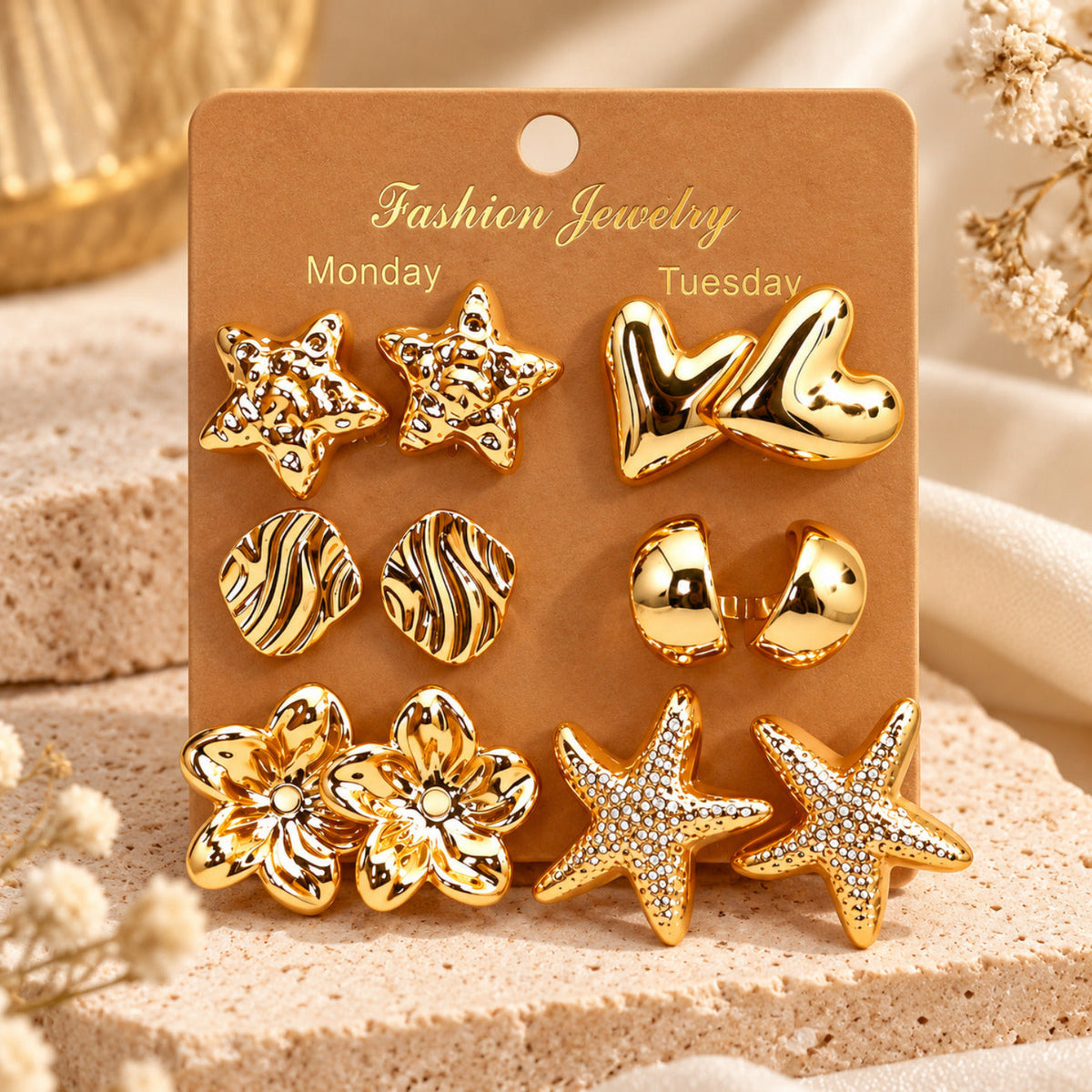 Golden Style Collective Earrings JLT14032 (Pack of 6 Pairs)