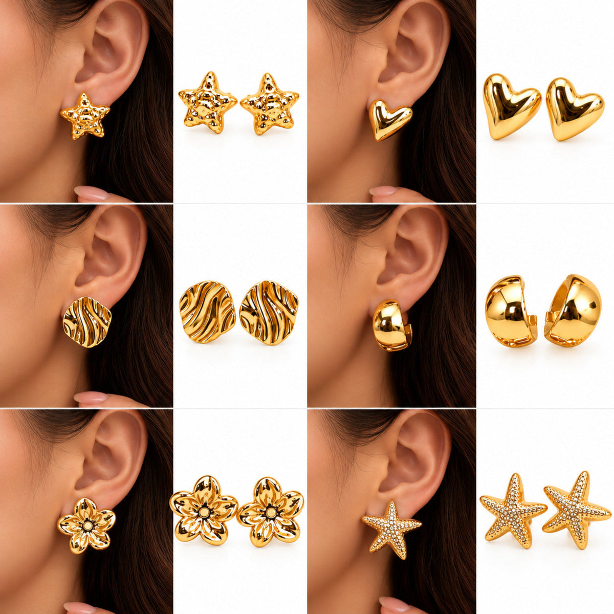 Golden Style Collective Earrings JLT14032 (Pack of 6 Pairs)
