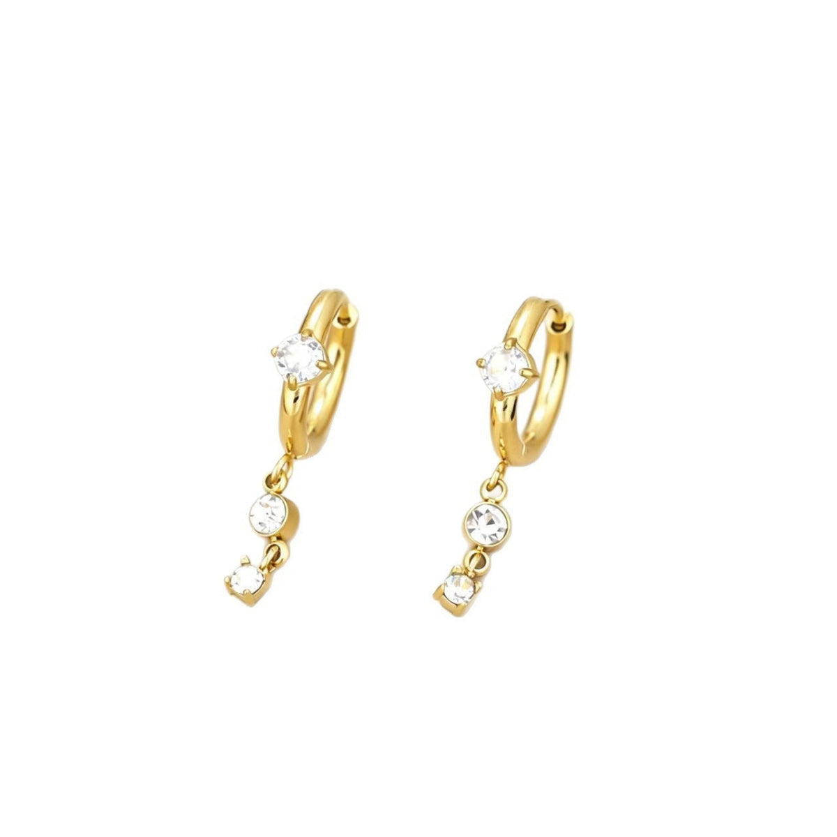 Golden Crystal Cascade Huggie Earrings JLT14033