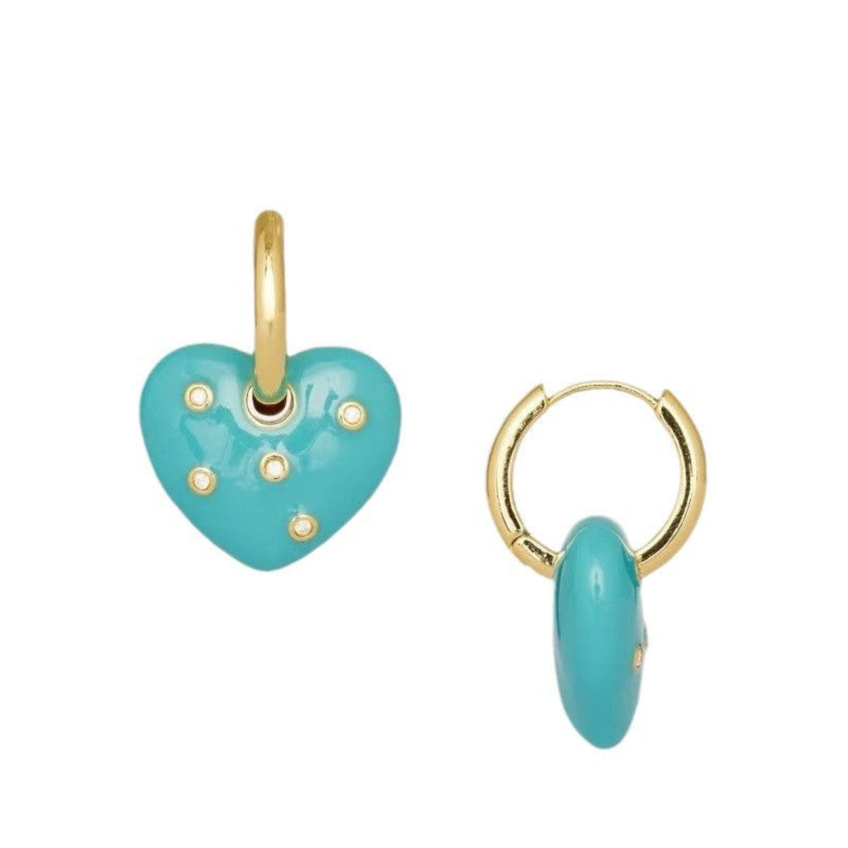 Aqua Heart Charm Huggie Earrings JLT14036