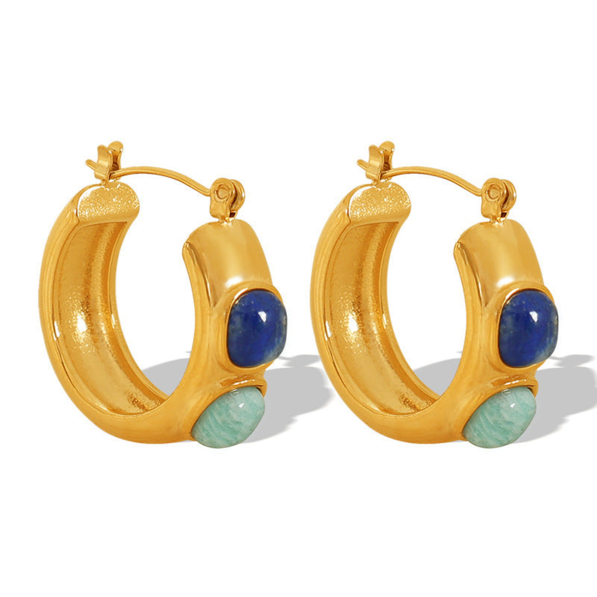 Golden Azure Stone Statement Hoops JLT14037