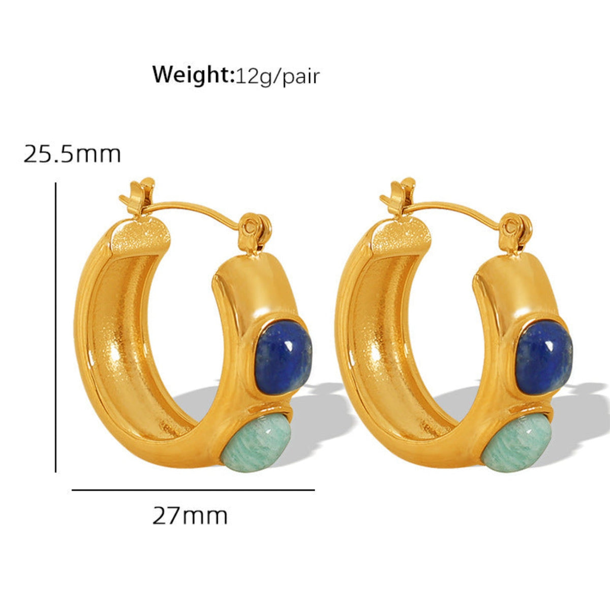 Golden Azure Stone Statement Hoops JLT14037