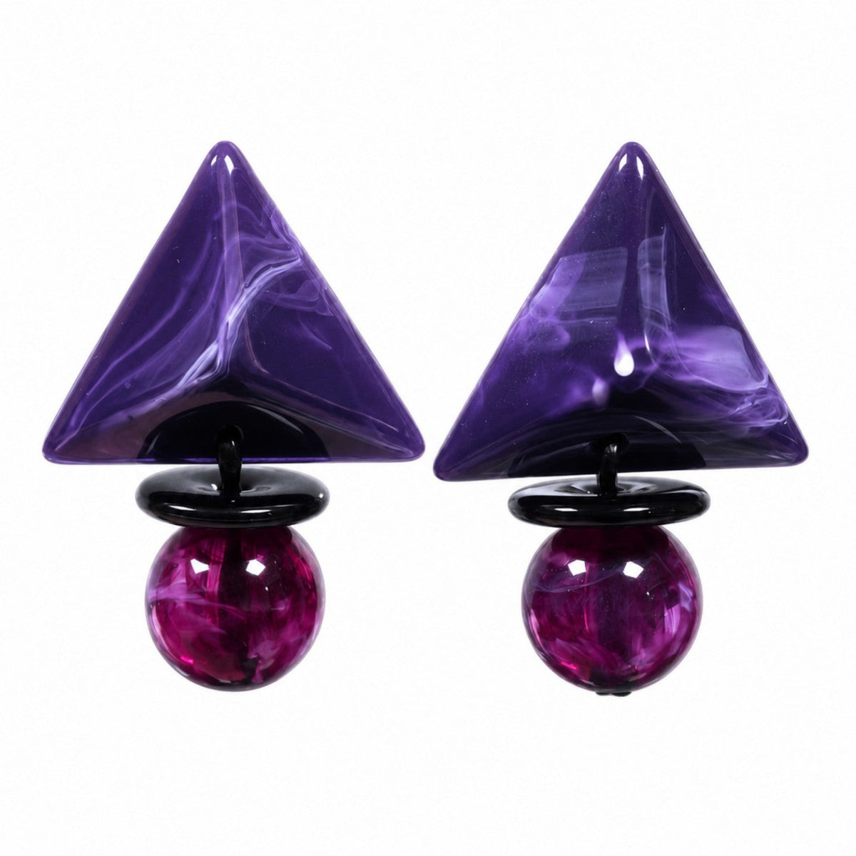 Glossy Purple Geometric Drop Earrings JLT14040