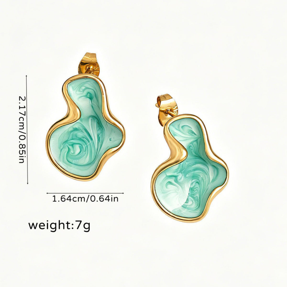 Golden Teal Abstract Drop Earrings JLT14042