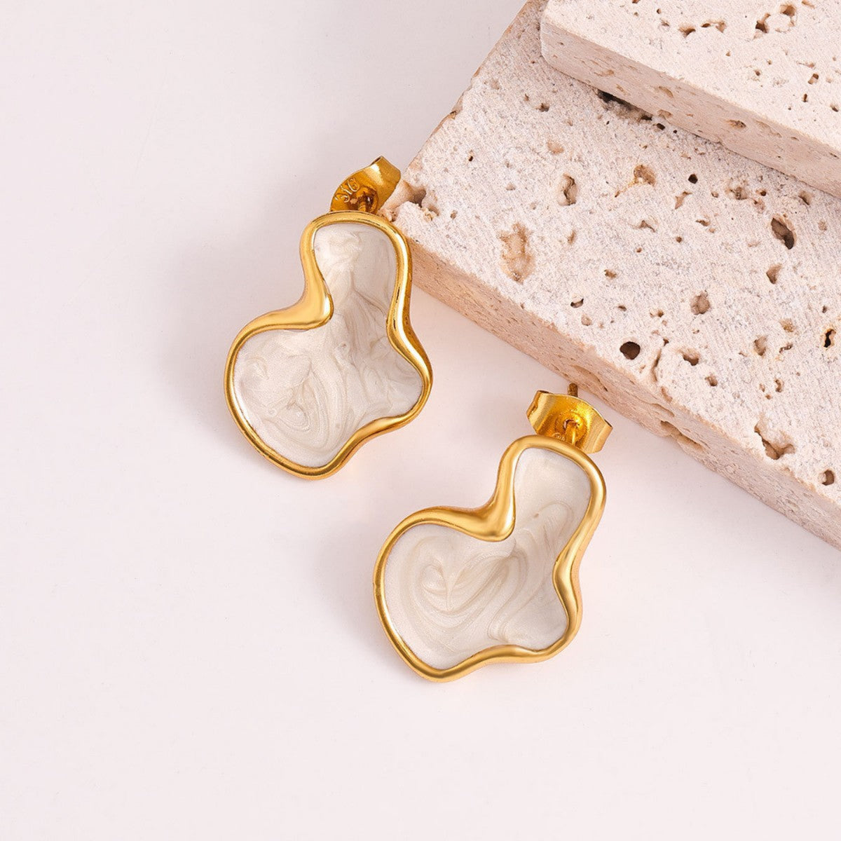 Golden Ivory Abstract Drop Earrings JLT14043