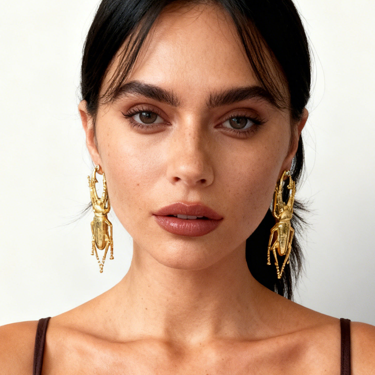 Golden Insect-Shaped Statement Earrings JLT14044