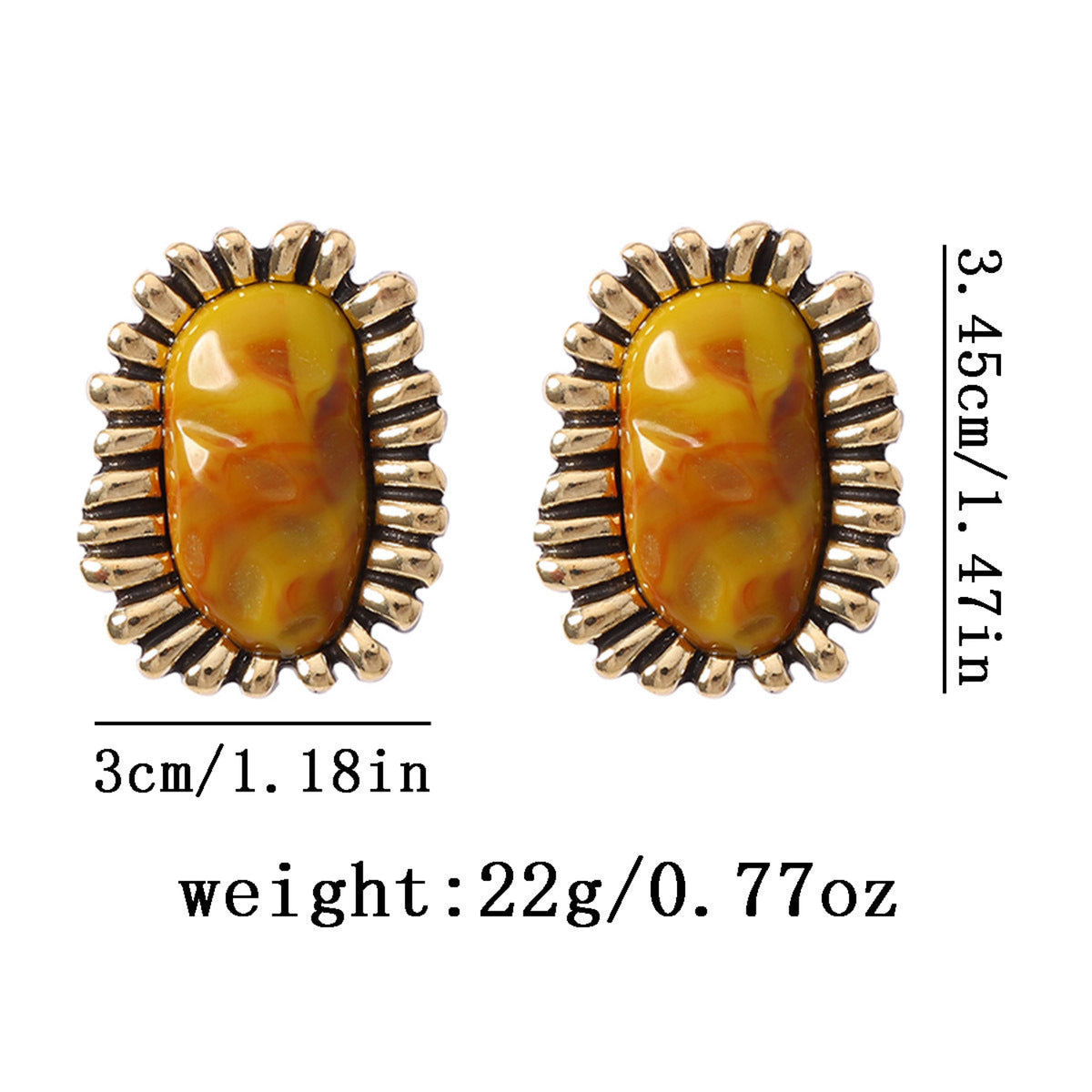 Golden Amber Oval Statement Earrings JLT14045