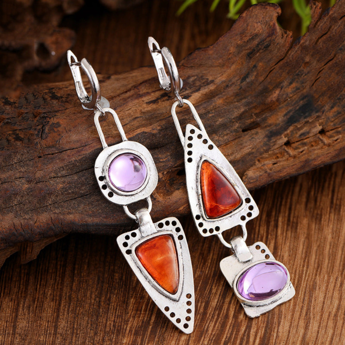 Multicolour Geometric Stone Drop Earrings JLT14052