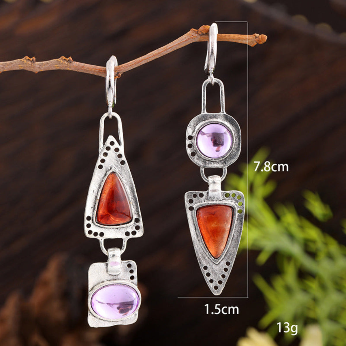 Multicolour Geometric Stone Drop Earrings JLT14052