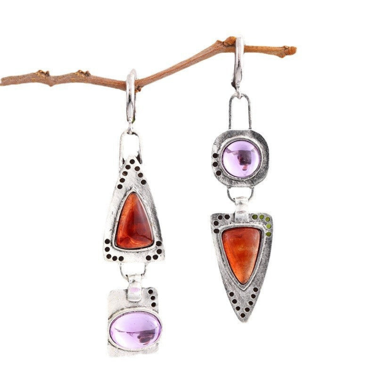 Multicolour Geometric Stone Drop Earrings JLT14052