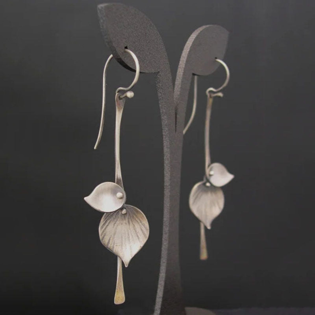 Minimal Silver Petal Drop Earrings JLT14053