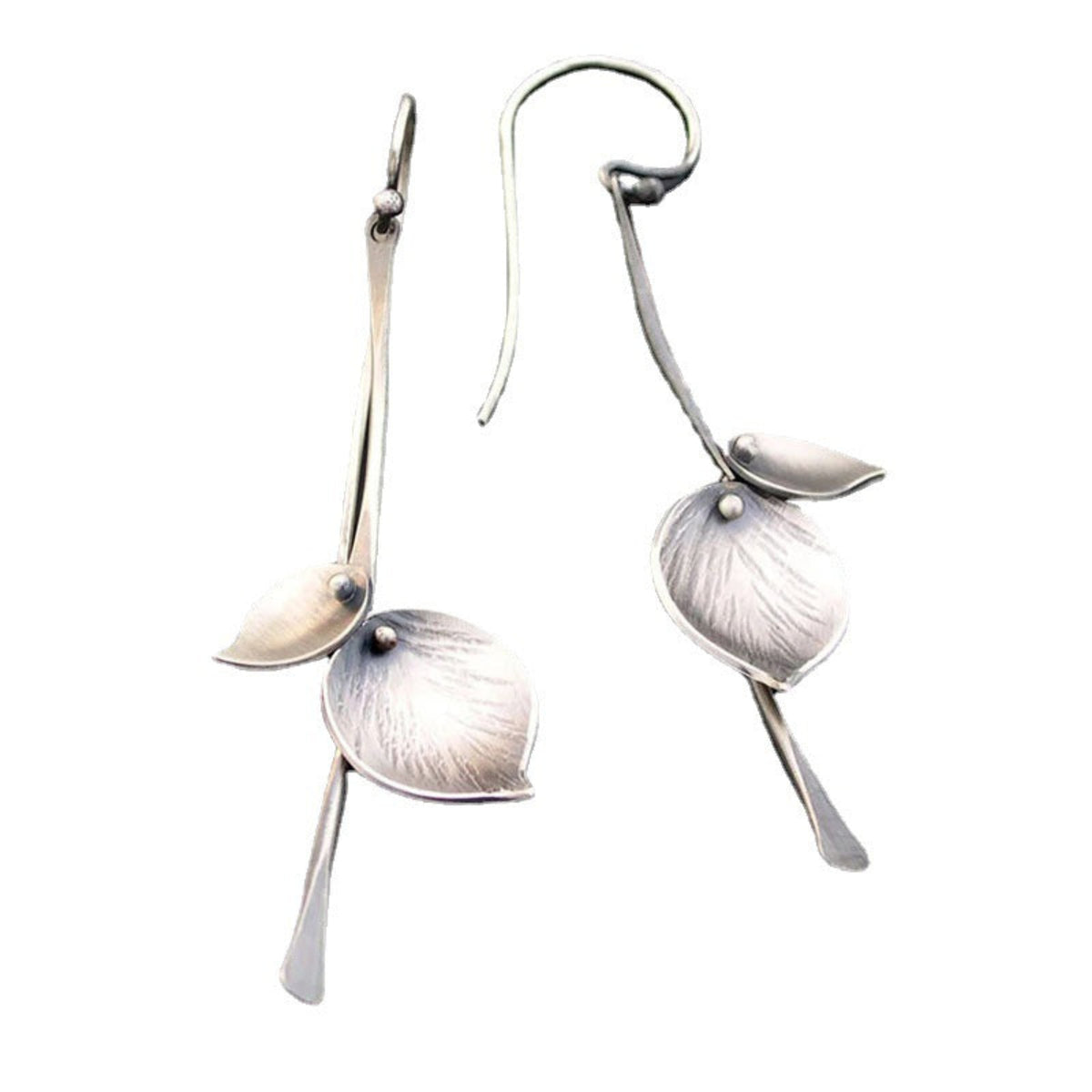 Minimal Silver Petal Drop Earrings JLT14053