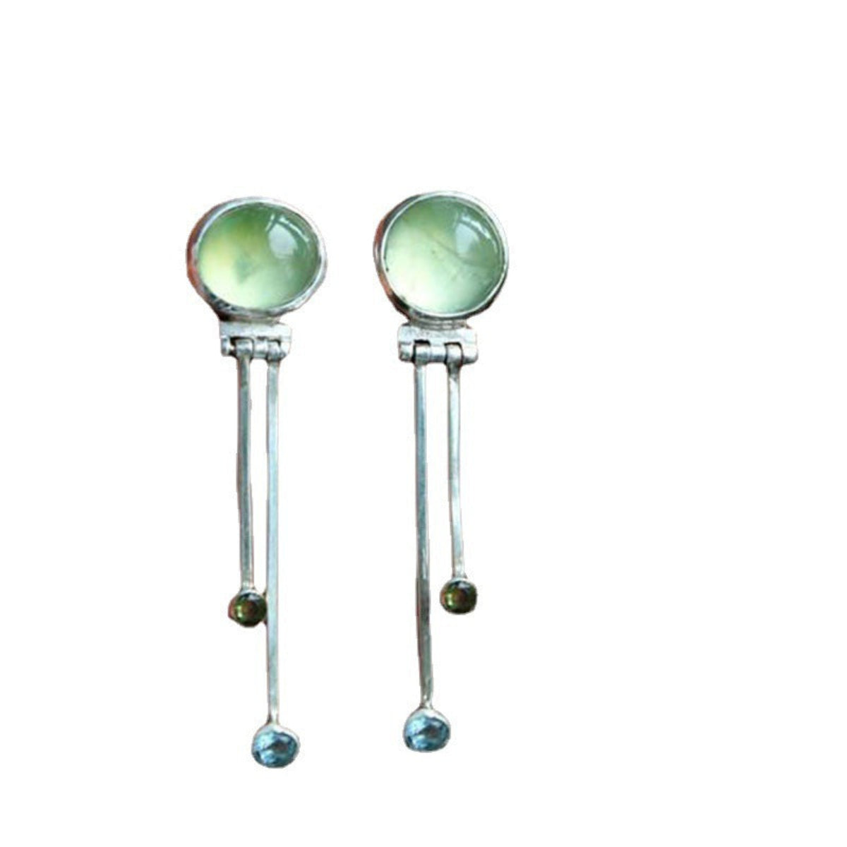 Mint Green Stud Earrings with Long Bar Drops JLT14059