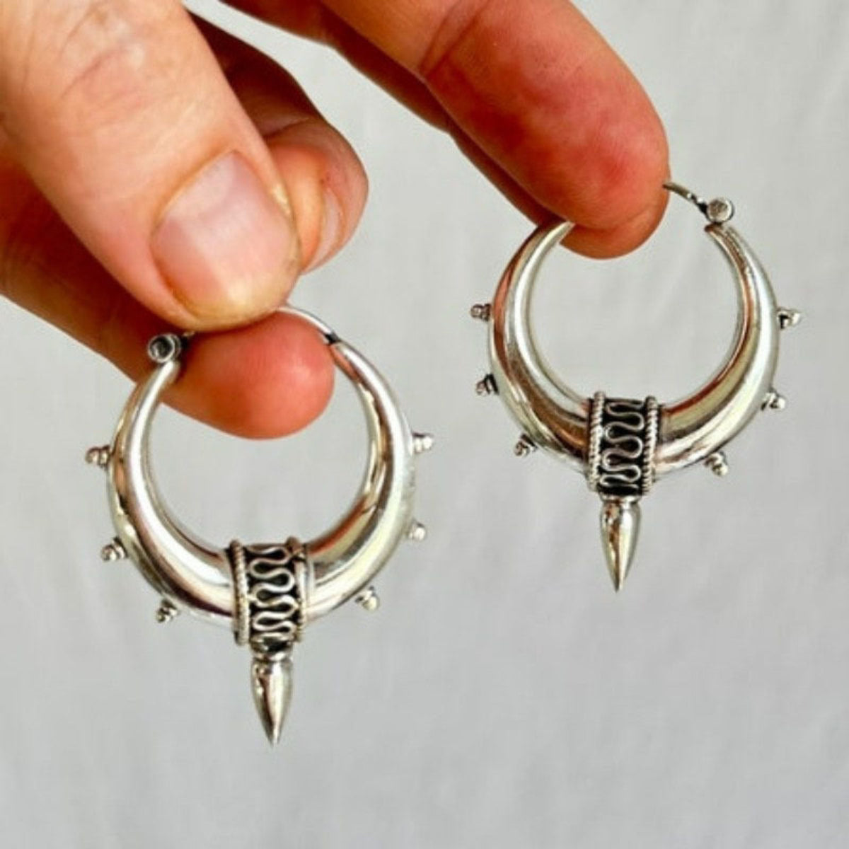 Silver Hoop Earrings with Ornamental Charms JLT14066