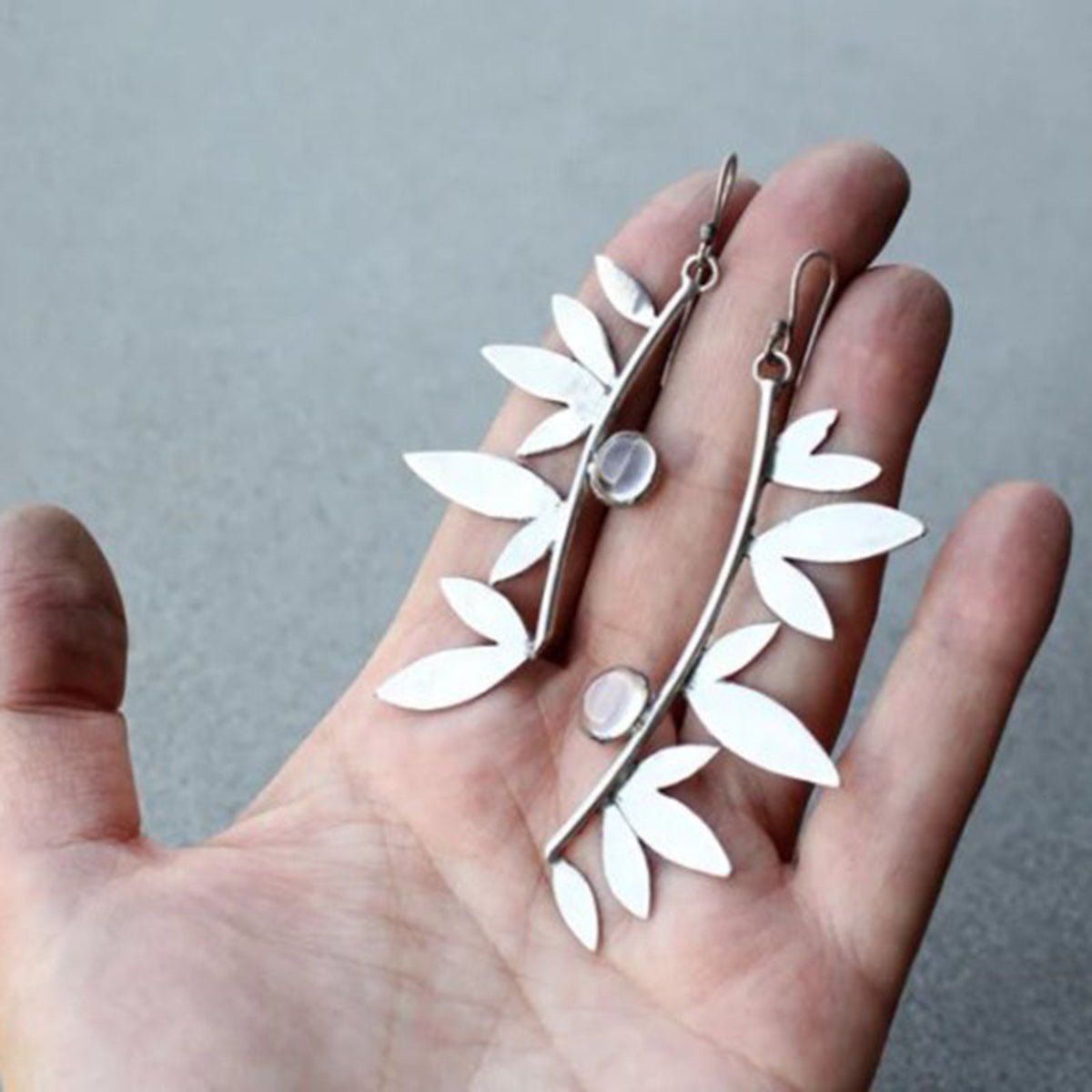 Silver Leaf Branch Dangle Earrings JLT14073