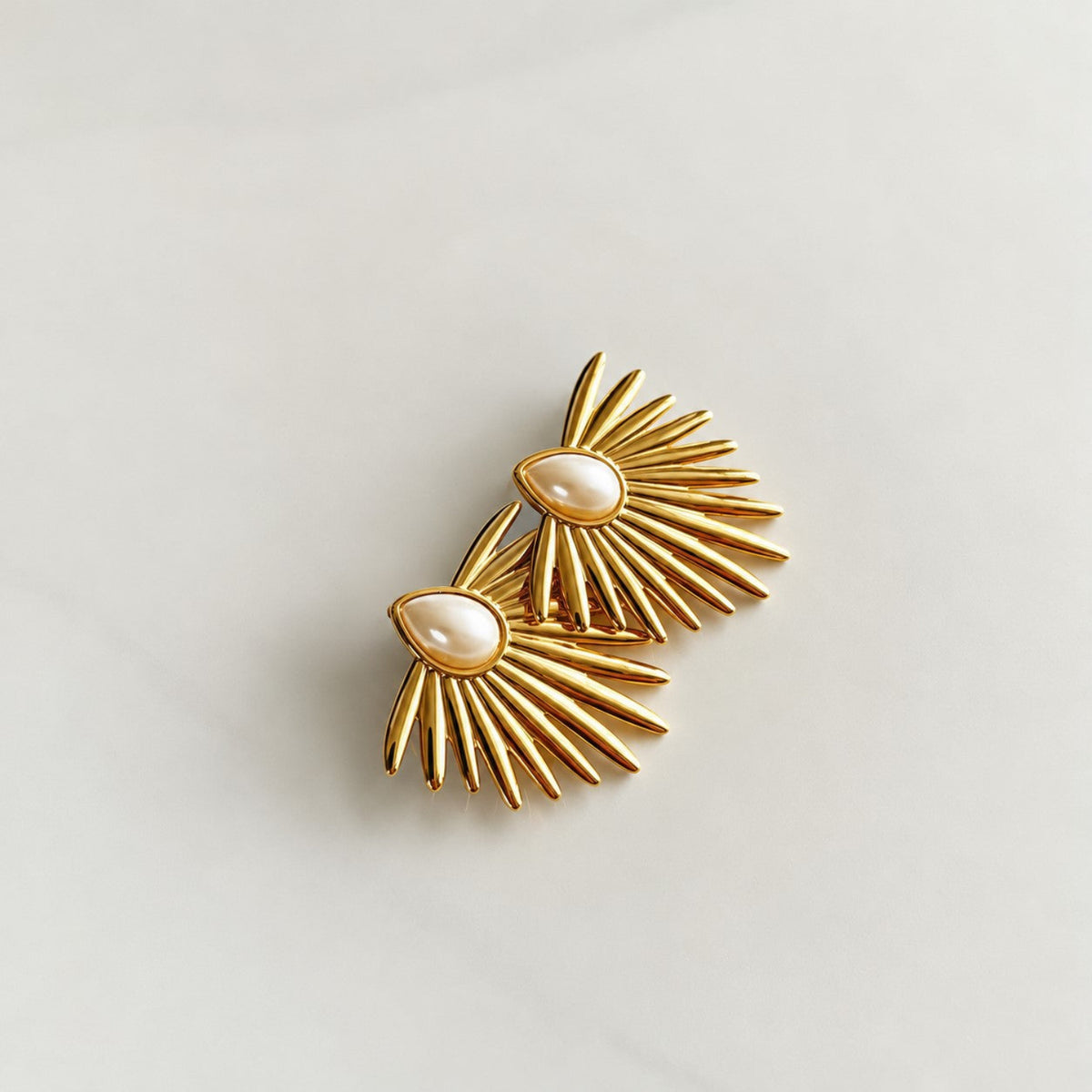 Gold-Tone Sunburst Fan Stud Earrings JLT14081