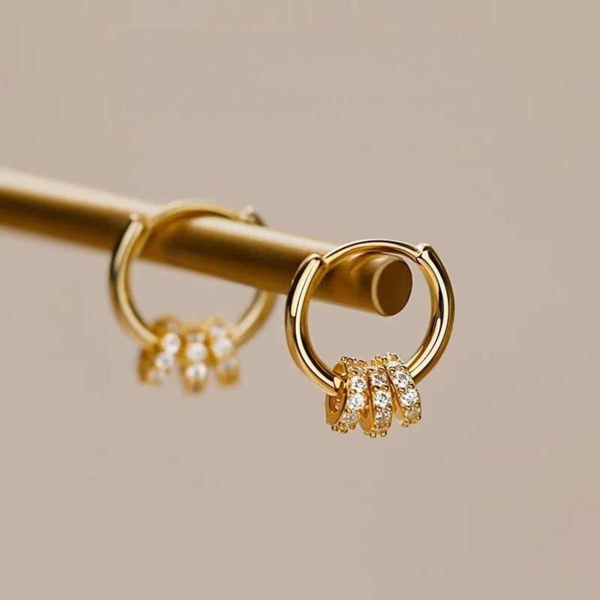 Gold-Tone Mini Hoop Earrings with Crystal Accents JLT14086