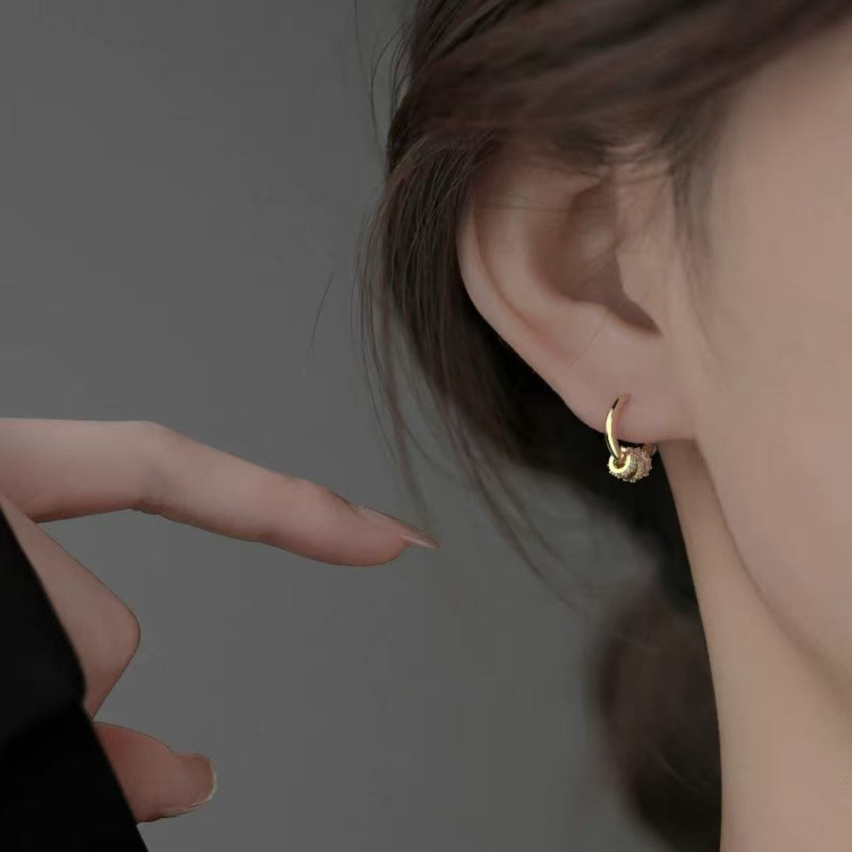 Gold-Tone Mini Hoop Earrings with Crystal Accents JLT14086