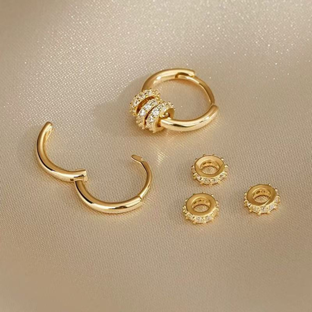 Gold-Tone Mini Hoop Earrings with Crystal Accents JLT14086
