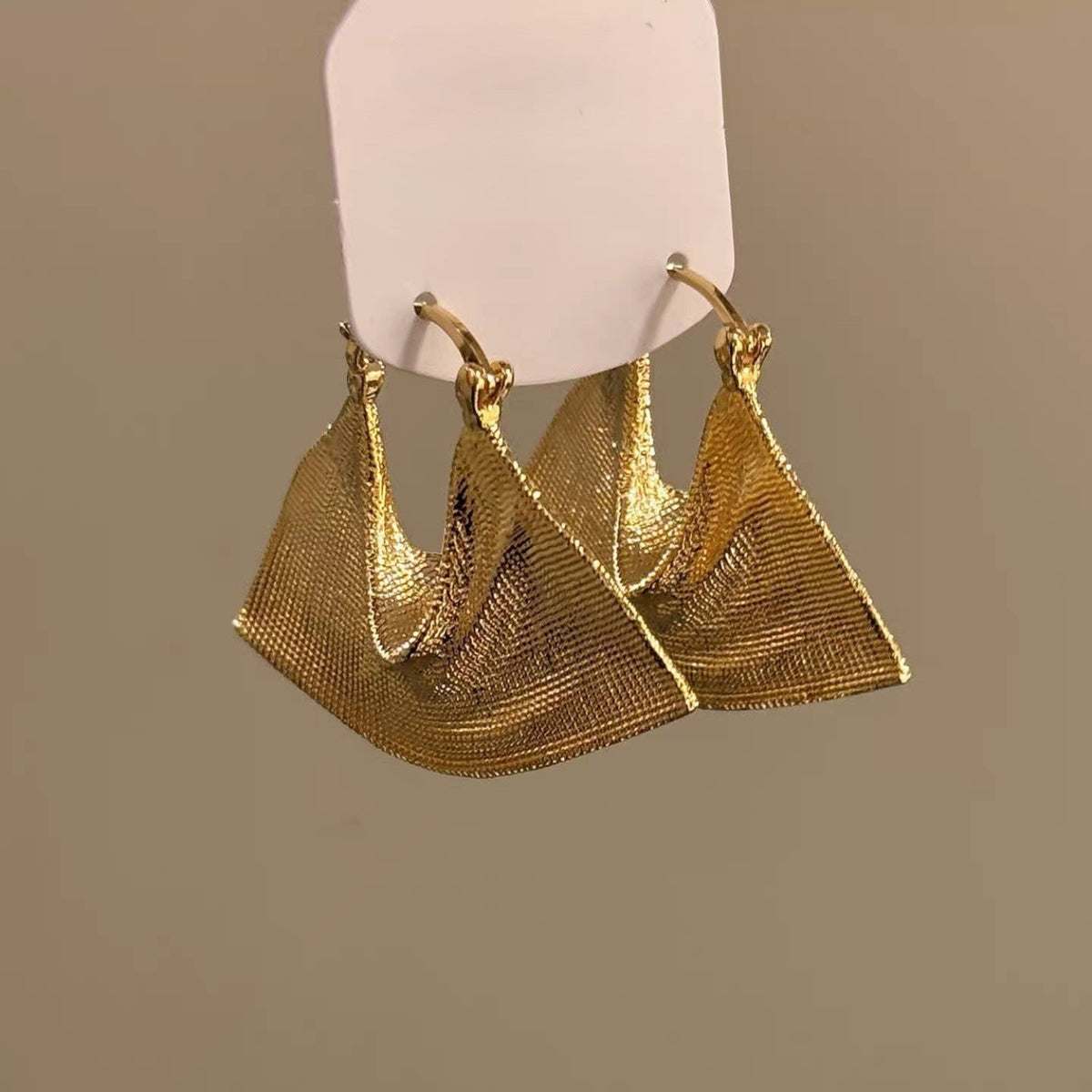 Textured Golden Triangle Drop Earrings JLT14088