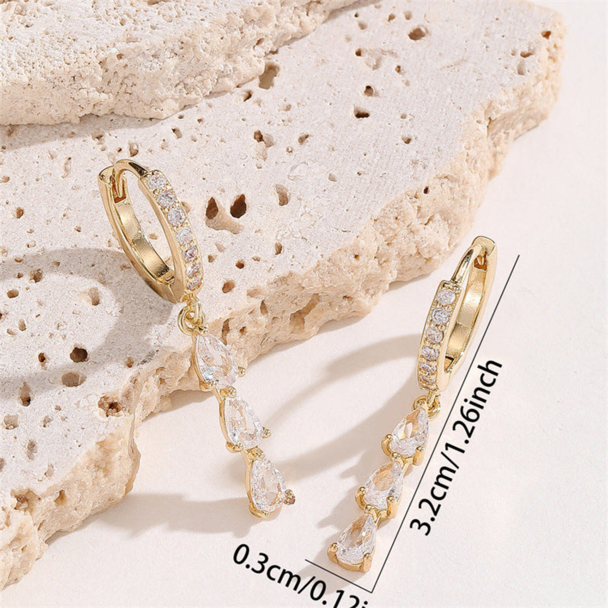 Crystal Drop Oval Gold Hoop Earrings JLT14091