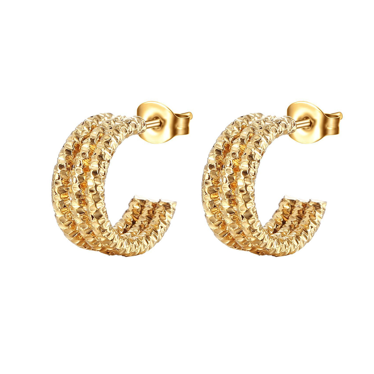 Textured Crystal Pave Huggie Earrings JLT14104