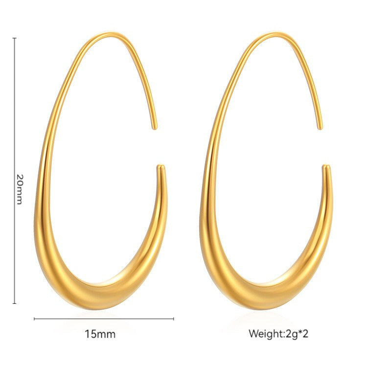 Slim Elongated Oval Hoop Earrings JLT14111